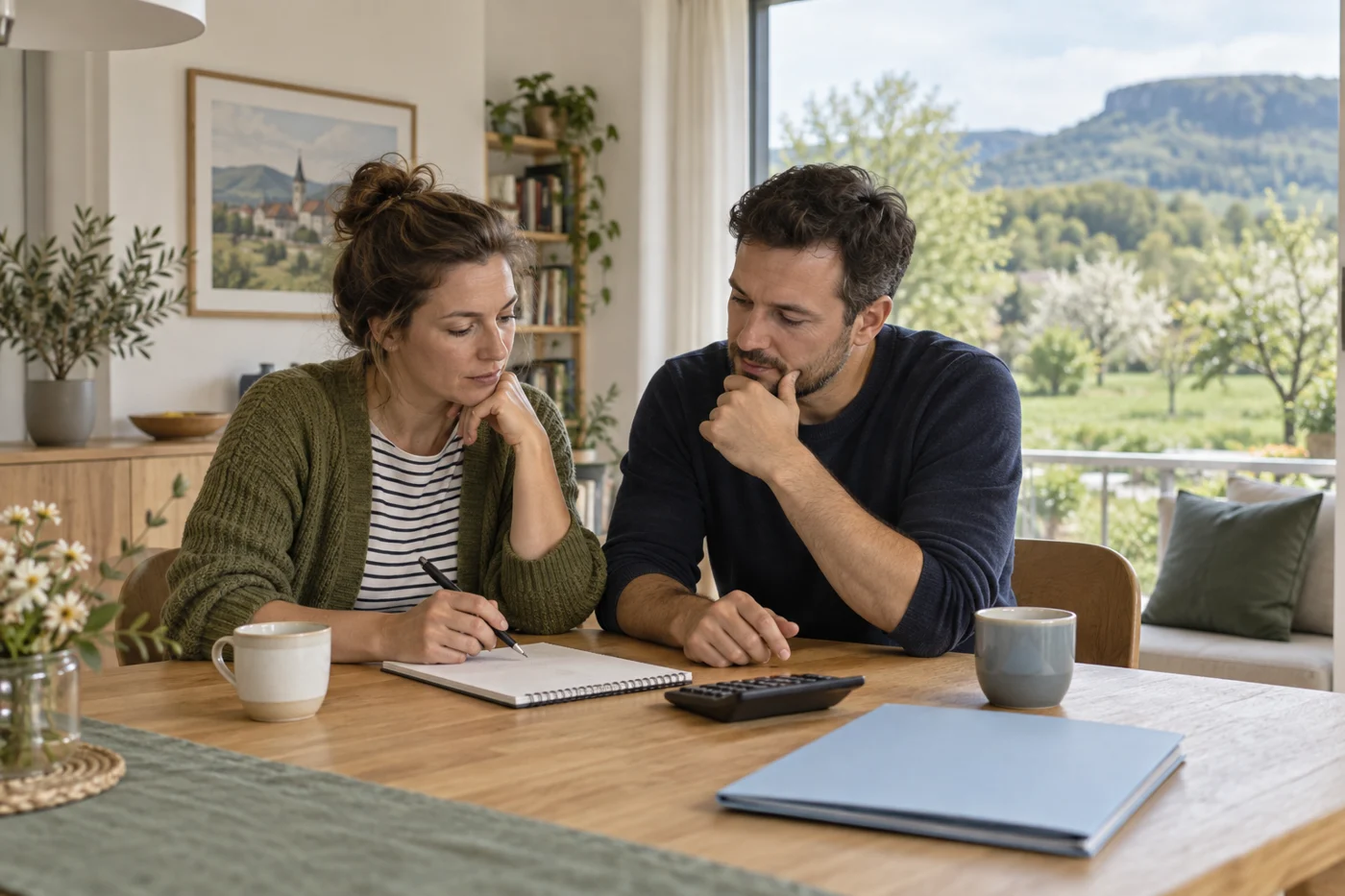 Paar bespricht seine finanzielle Planung zu Hause &ndash; KI-Symbolbild