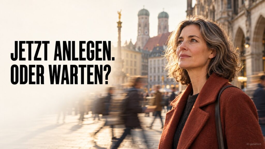 Jetzt investieren oder warten: Eine Frau hält inne, während Menschen um sie herum weitergehen.