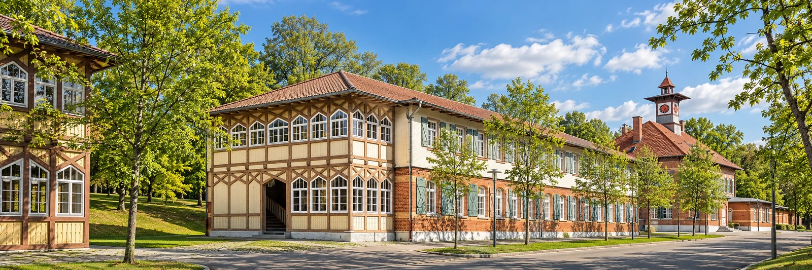 Historische Geb&auml;ude im Alten Lager M&uuml;nsingen &ndash; KI-gestaltetes Panorama