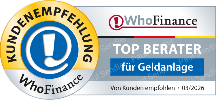 WhoFinance: Paul-Jakob Sendler, Top Berater f&uuml;r Geldanlage &ndash; von Kunden empfohlen, M&auml;rz 2026